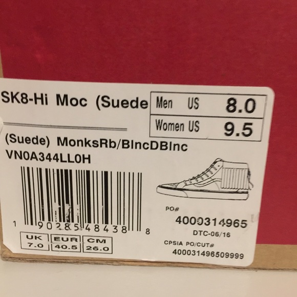 NWT Vans Suede SK8-Hi Moc Monks Robe - Picture 6 of 6